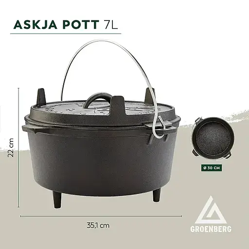 Казан з кришкою Groenberg Askja Pot Black 30 см 7 л (DAS303244) - фото 16
