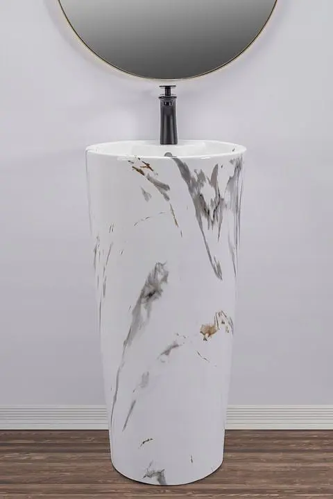 Умивальник Rea Blanka marble mat T підлоговий REA-U8704, Білий матовий - фото 4