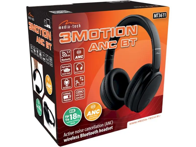 Навушники з мікрофоном Media-Tech 3MOTION ANC BT Black (MT3611) - фото 7