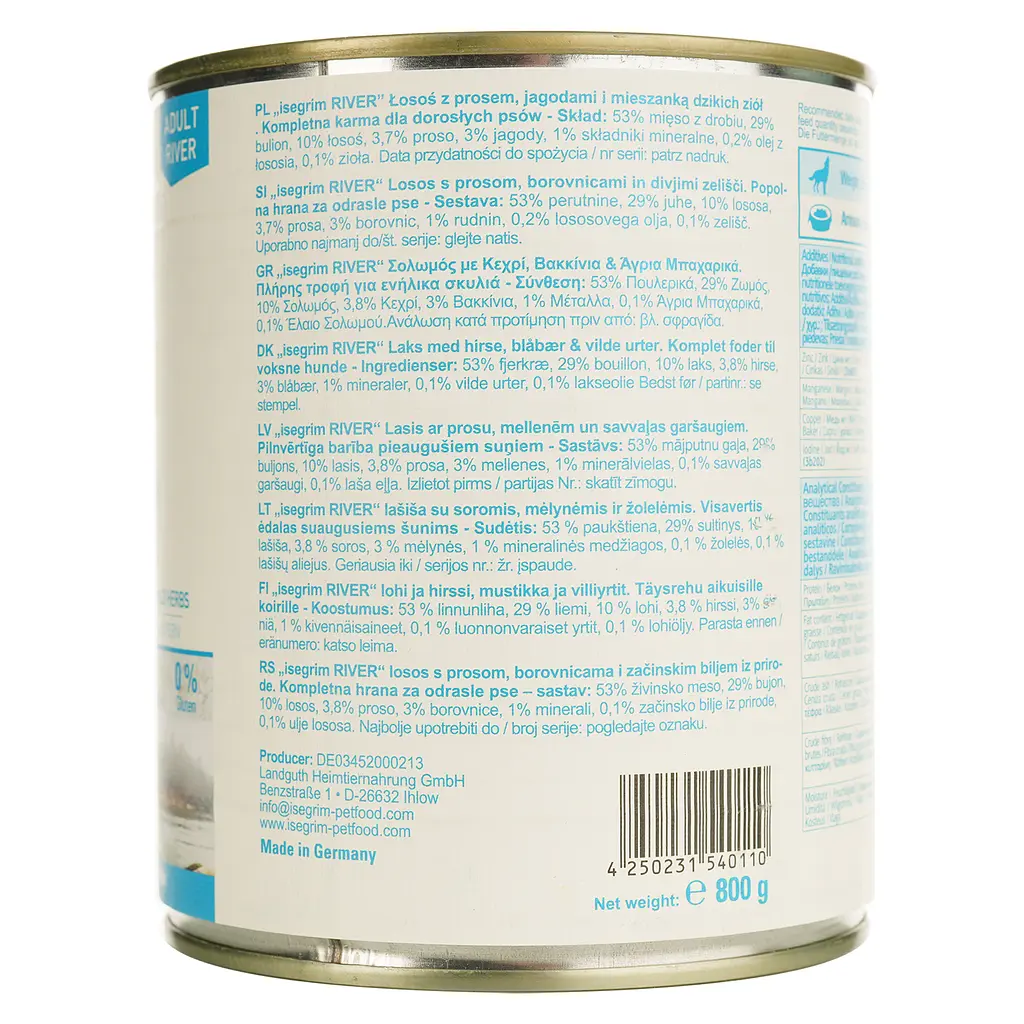 Вологий корм для дорослих собак Isegrim Adult Salmon Лосось з просом, чорницею і травами 800 г - фото 2