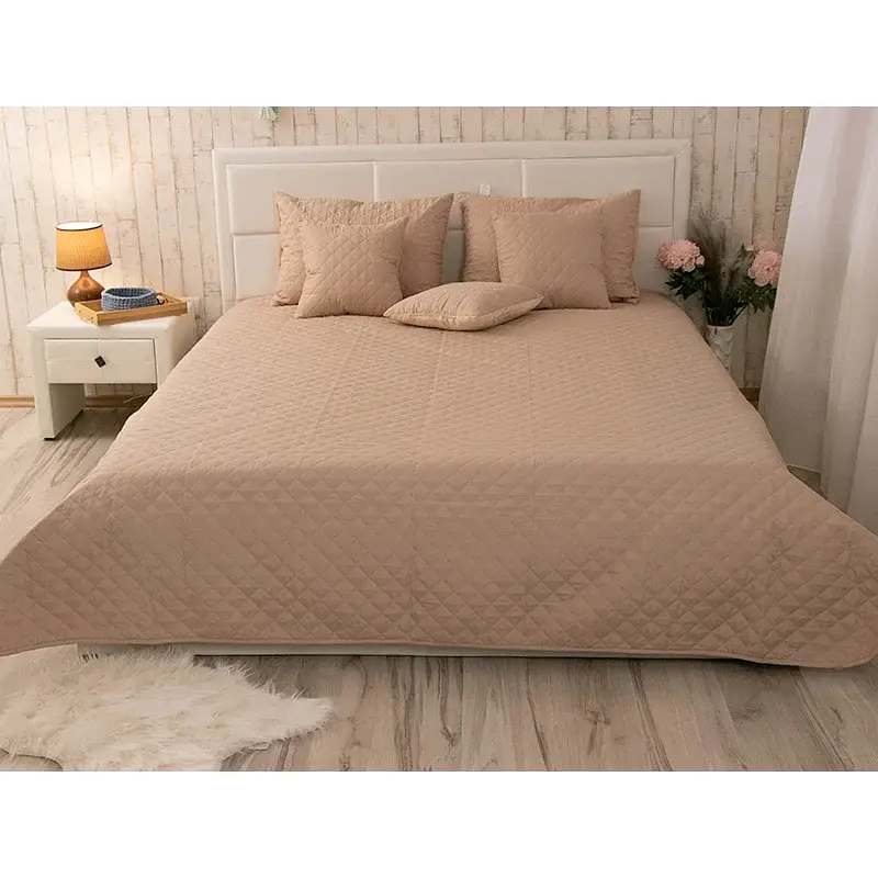 Покривало Руно двостороннє декоративне Velour Beige ромб 150х220 см бежеве - фото 6