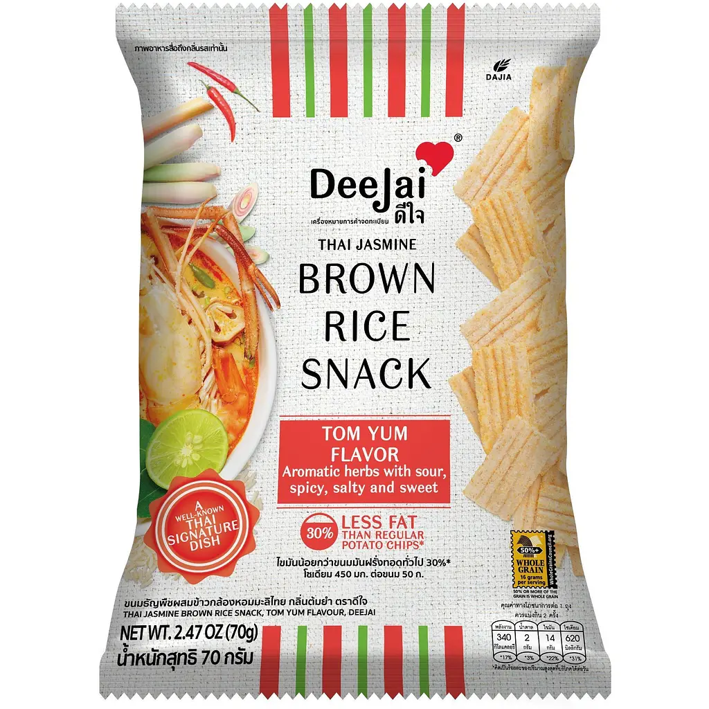 Снеки Deejai Thai Jasmine Brown Rice Snack з коричневого рису зі смаком Том-Ям 70 г - фото 2