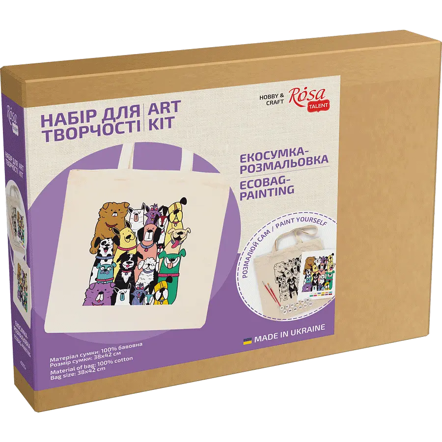Набор экосумка-раскраска «Dogs» хлопок 220 г/м2 38х42см ROSA Talent [CD] - фото 5