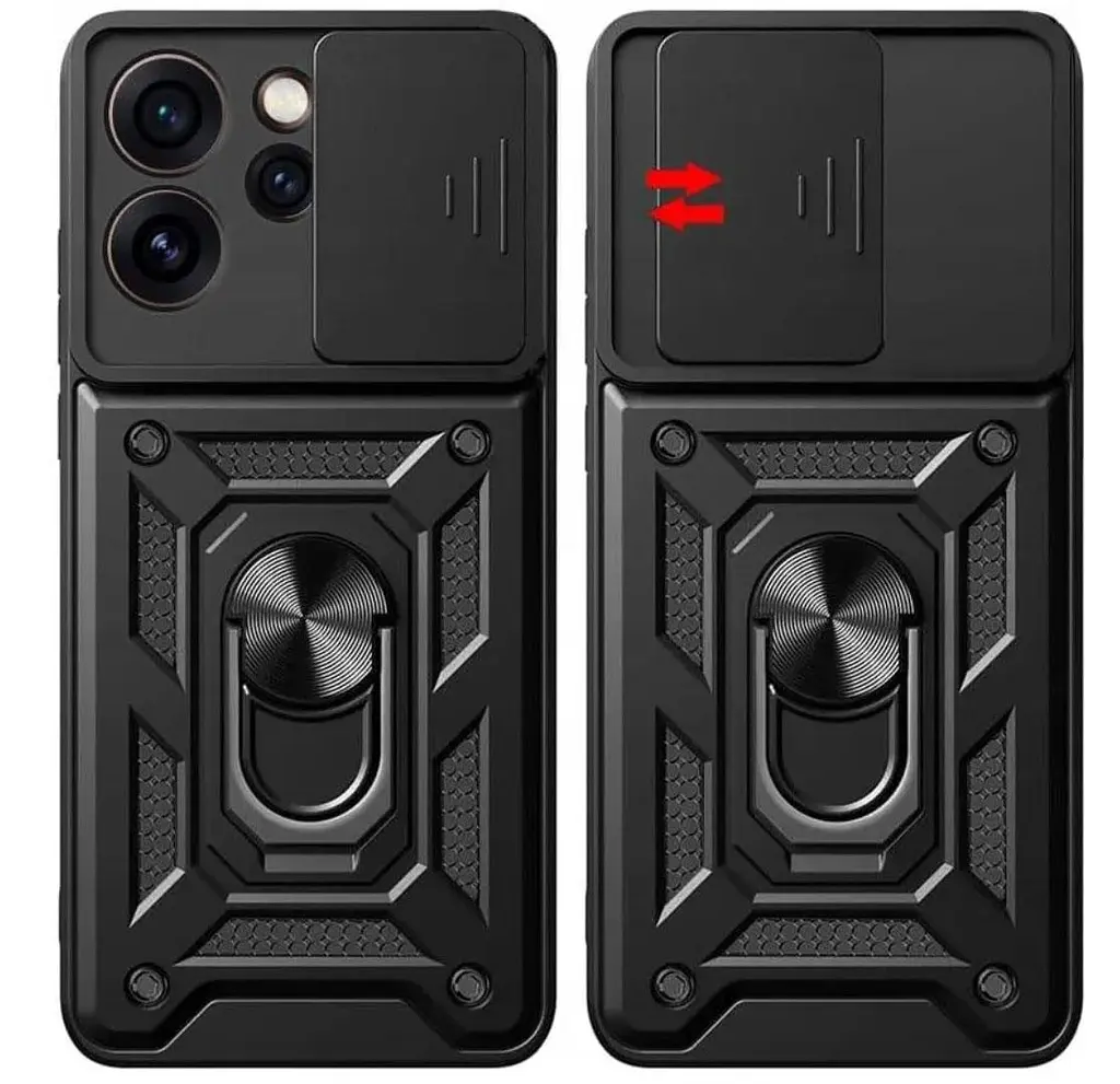 Чохол Primo Shockproof для Oppo Reno 14F 5G - протиударний, з підставкою і шторкою камери - Black - фото 2