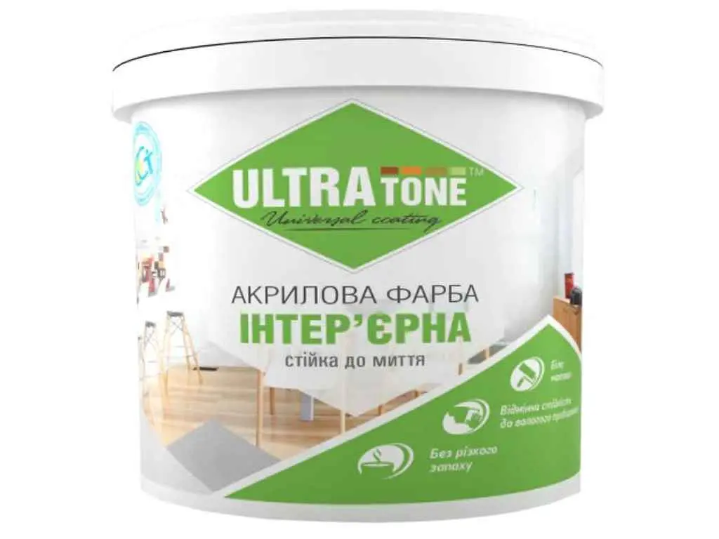 Фарба інтер' єрна ULTRA TONE 14кг Бiлий акрилова стійка до миття