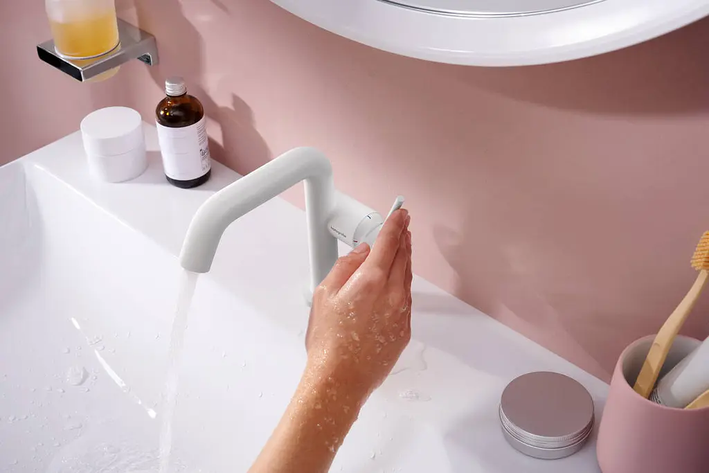 Змішувач для умивальника Hansgrohe Tecturis S CoolStart EcoSmart+ з д/к push-open matt white 73320700 - фото 2