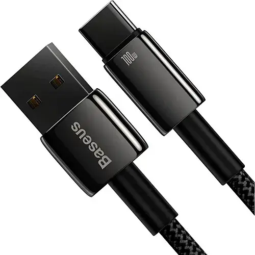 Кабель Baseus Tungsten Gold Fast Charging Cable USB to Type-C 100W 2m CAWJ000101 Black - фото 2