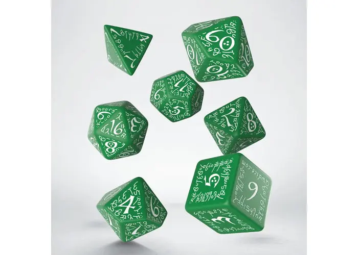 Набір кубиків Elvish Green & white Dice Set , 7 шт. (SELV03) - фото 2