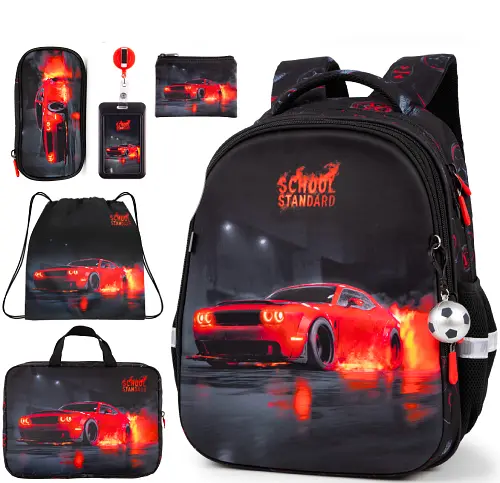 Шкільний ортопедичний рюкзак 6 в 1 для хлопчика School Standard 38х30х18 см з Машиною для молодших класів (SET 170-69) - фото 2