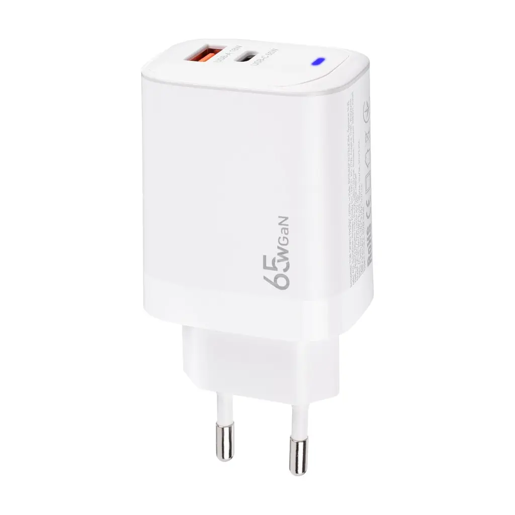 Зарядний пристрій XoKo 1xUSB-C PD65W + 1xUSB QC3.0 GaN white (XK-QC-620) - фото 4