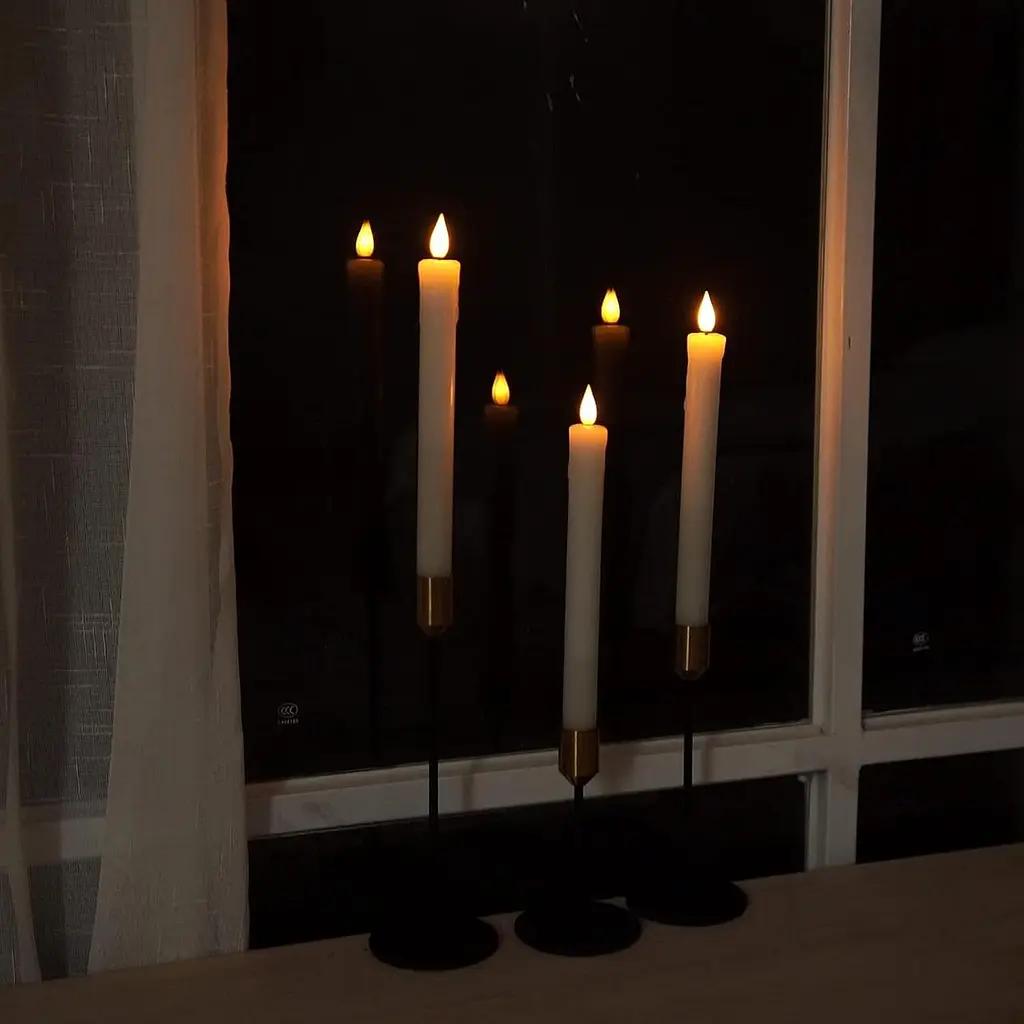 Безполум'яні світлодіодні свічки Homemory Real Wax з таймером, білі крапельні свічки діаметром 9,6 дюйма для каміна, Різдва - фото 7