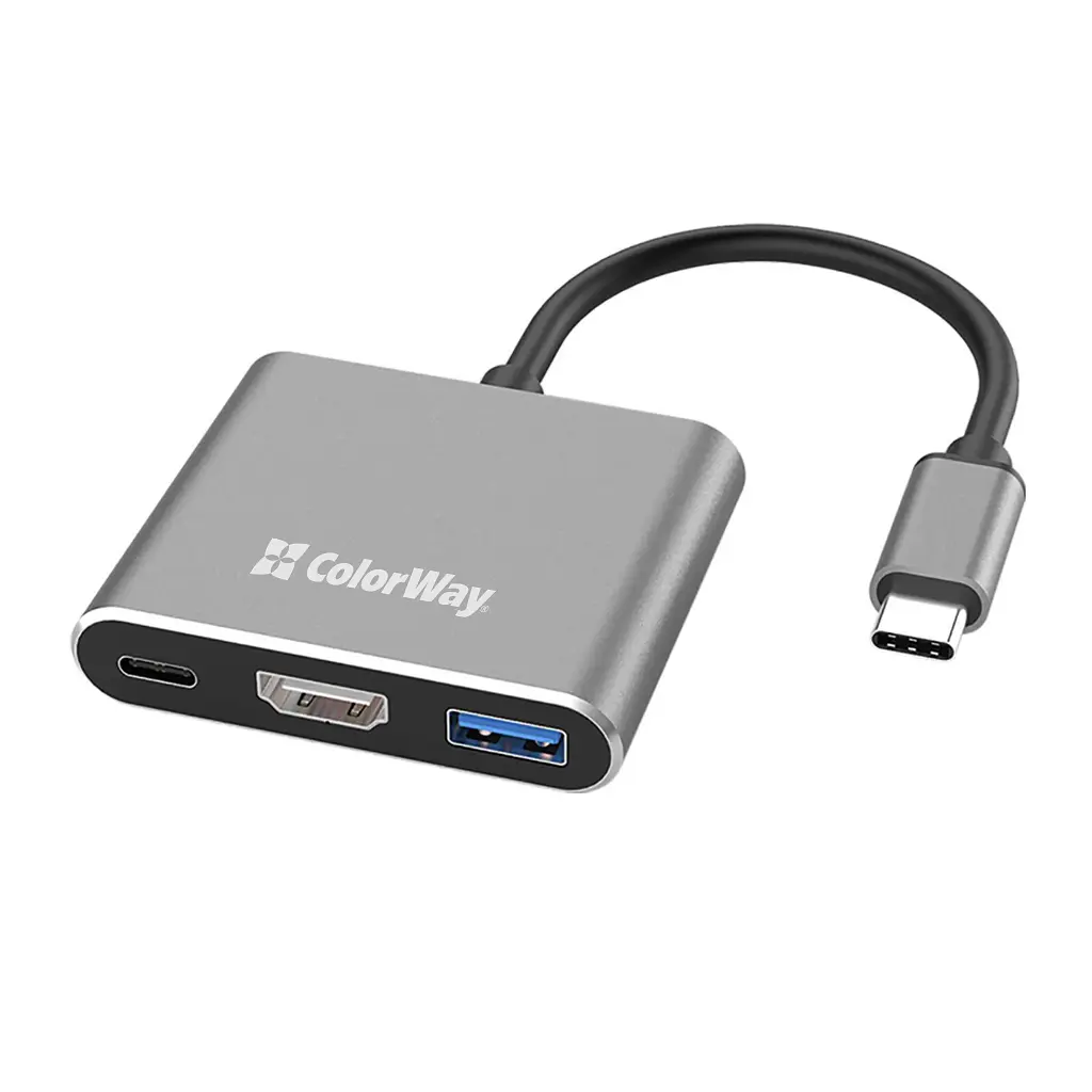 Концентратор ColorWay USB-C 3-in-1 USB 3.0 + HDMI 4K + USB-C PD100W (CW-HUB08) - фото 4