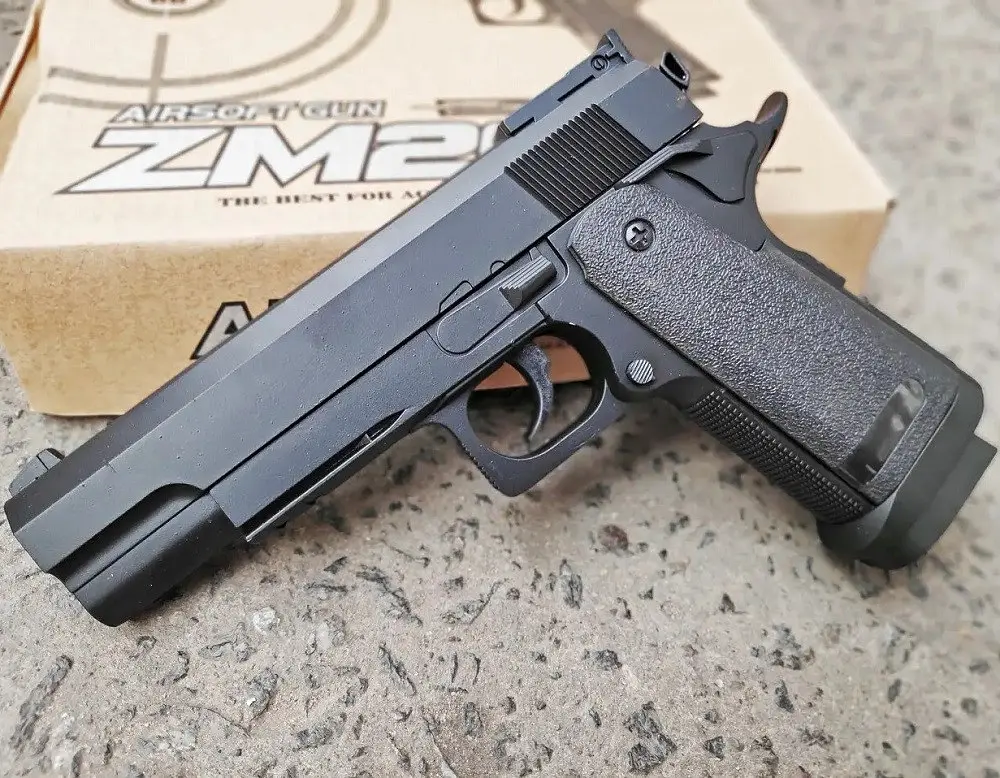 Дитячий пістолет на кульках 6 мм ZM26 металевий airsoft іграшка стріляюча BB 18 см - фото 5