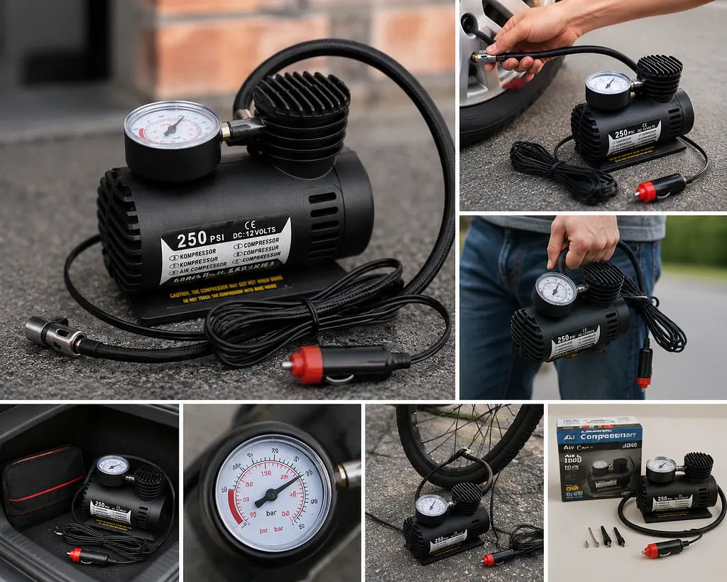 Автомобільний компресор Air Pump Ji030 12 V / Компресор для шин / Насос електричний від прикурювача - фото 3