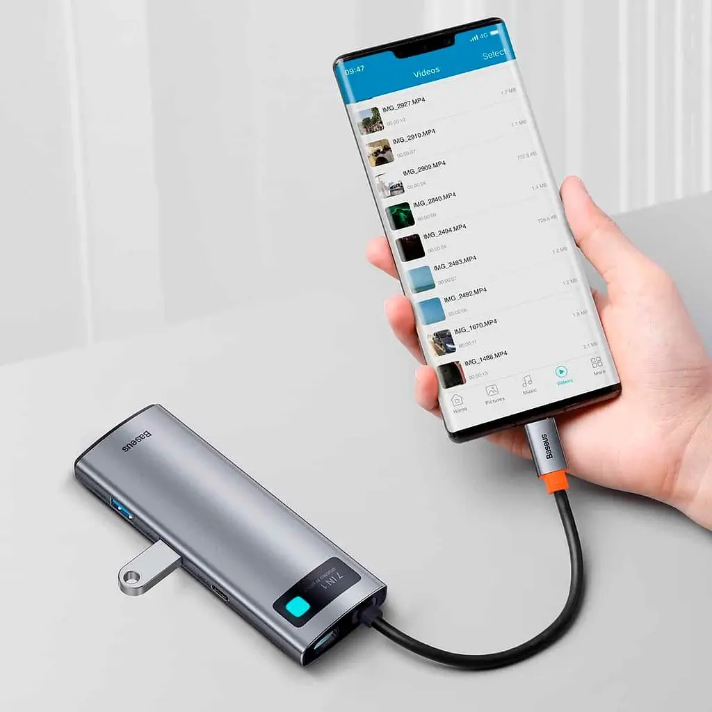 USB-хаб Baseus Metal Gleam Series 7-in-1 Multifunctional Type-C HUB Gray (WKWG020113) [72632] - фото 10