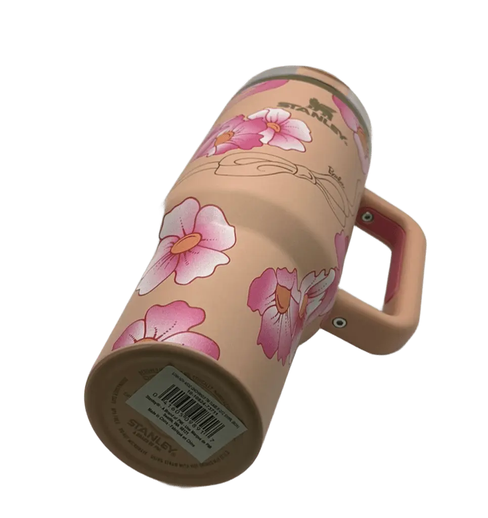 Термос термокружка Stanley Quencher H2.0 Tumbler из нержавеющей стали 1,18 л Peach Flower Barbie KT7001984 - фото 4
