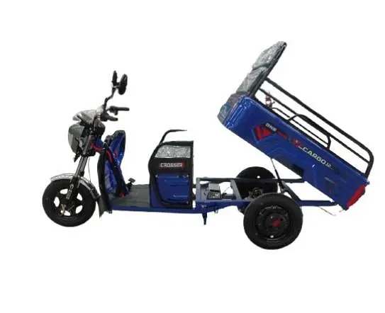 Грузовой электроскутер-самосвал трехколесный CROSSER Cargo 12" (1500W 60V, 32Ah) Синий - фото 3