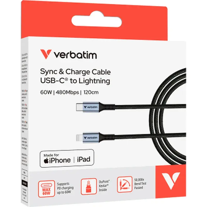 Дата кабель USB-C to Lightning 1.2m black Verbatim (31844) - фото 4