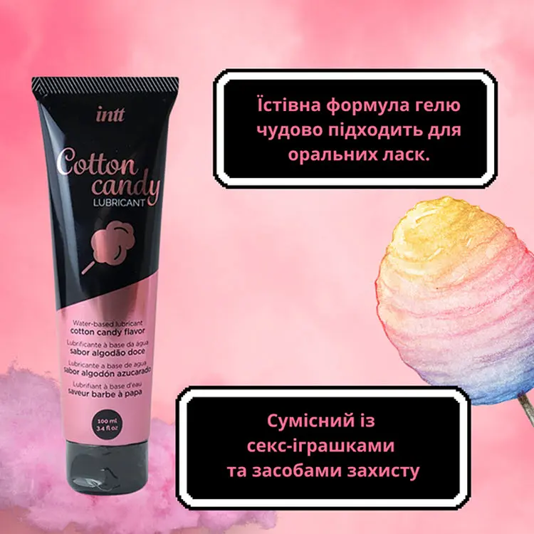 Лубрикант на водній основі Intt Cotton Candy зі смаком солодкої вати 100 мл (ROZ6501052035) - фото 3