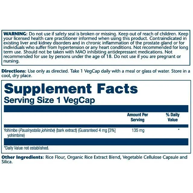 Йохімбе Solaray Guaranteed Potency Yohimbe Bark Extract 60 капсул - фото 2