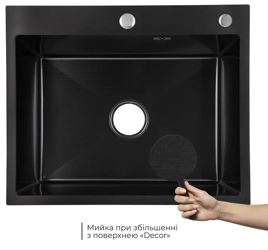 Кухонна мийка вбудована Lidz Handmade H6050HB Decor Black PVD Honeycomb 2,5/0,5 мм LDH6050BDECPVD48371 - фото 2