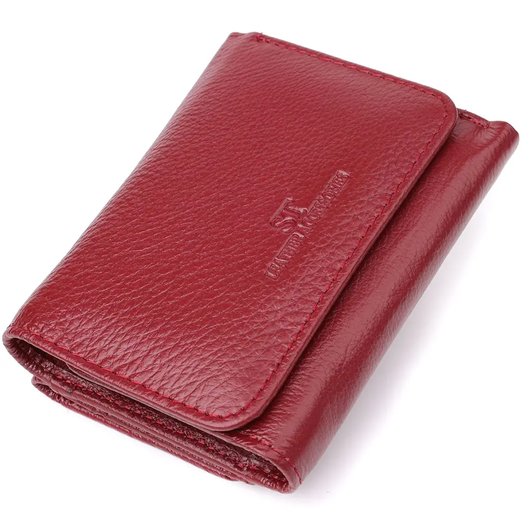 Компактний гаманець зручного формату із натуральної шкіри ST Leather 23077 бордовий - фото 11