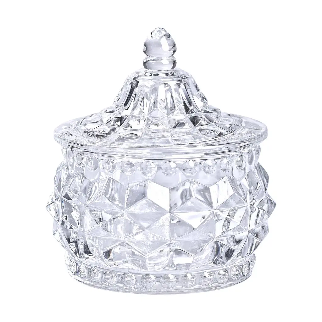 Цукорниця скляна Glass Jay з кришкою в східному стилі, ice flowers Yiwu HP-YH-3 - фото 2