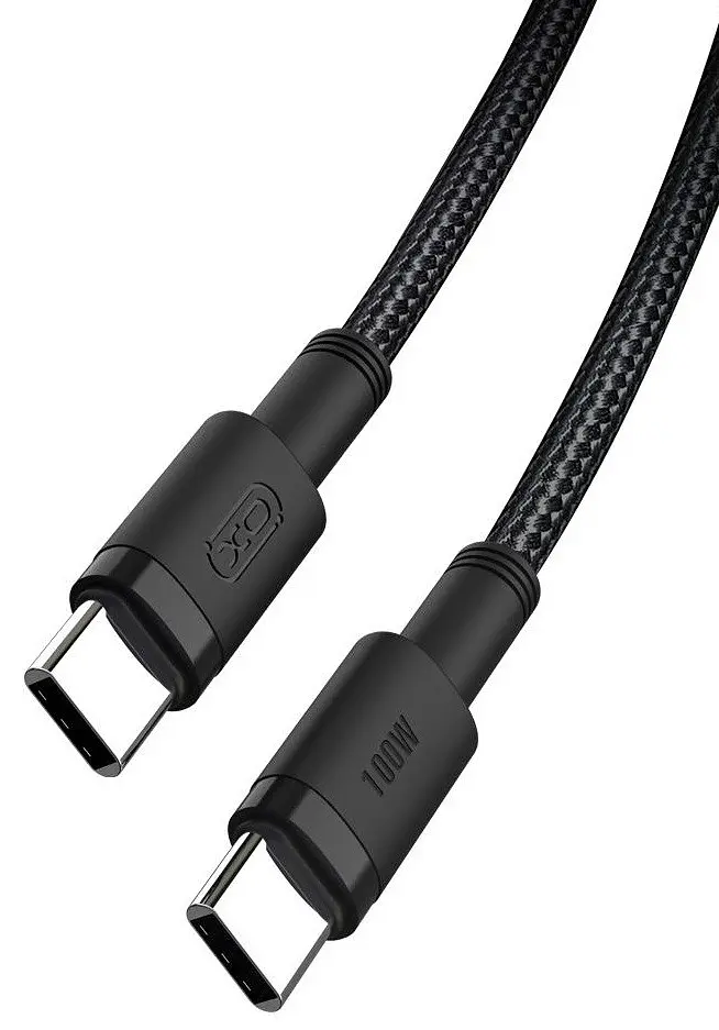 Кабель XO NBQ199 High Power Braided Type-C to Type-C - 100W - 1m чорний (7102294) - фото 2