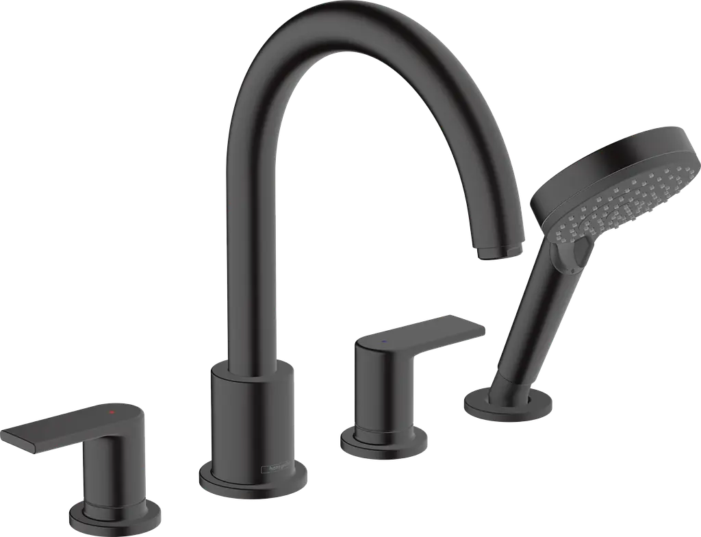 Змішувач Hansgrohe Vernis Shape врізний на край ванни на 4 отвори Matt Black 71459670 Чорний матовий