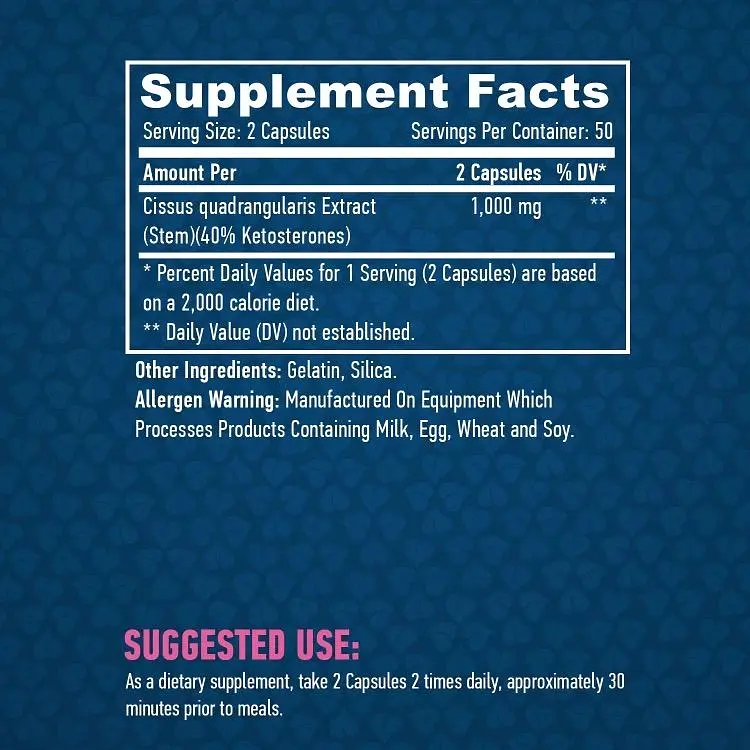 Екстракт Ціссуса (Ціссус чотирикутний) Haya Labs Cissus 500 мг 100 капсул - фото 3