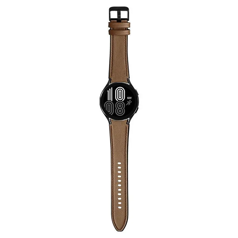 Ремешок для Samsung Galaxy Watch 4 40mm - коричнево-черный ширина крепления 20мм силикон-кожа Watchbands Slick (W17-5WB99112969) - фото 4