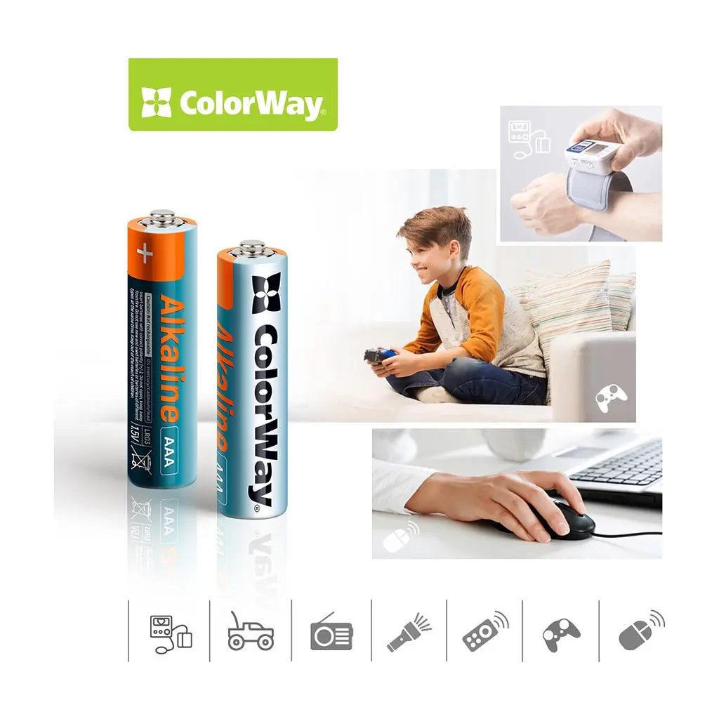Батарейка ColorWay AAA LR03 Alkaline Power (лужні) x 24шт plastic box (CW-BALR03-24PB) - фото 3