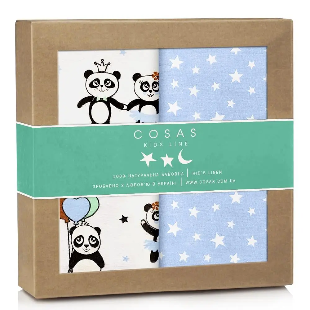 Багаторазові пелюшки дитячі PANDA & STARS 2шт COSAS (4822052053140)