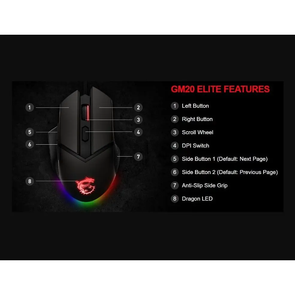 Ігрова миша MSI GM20 Clutch Elite Mouse Gaming - фото 8