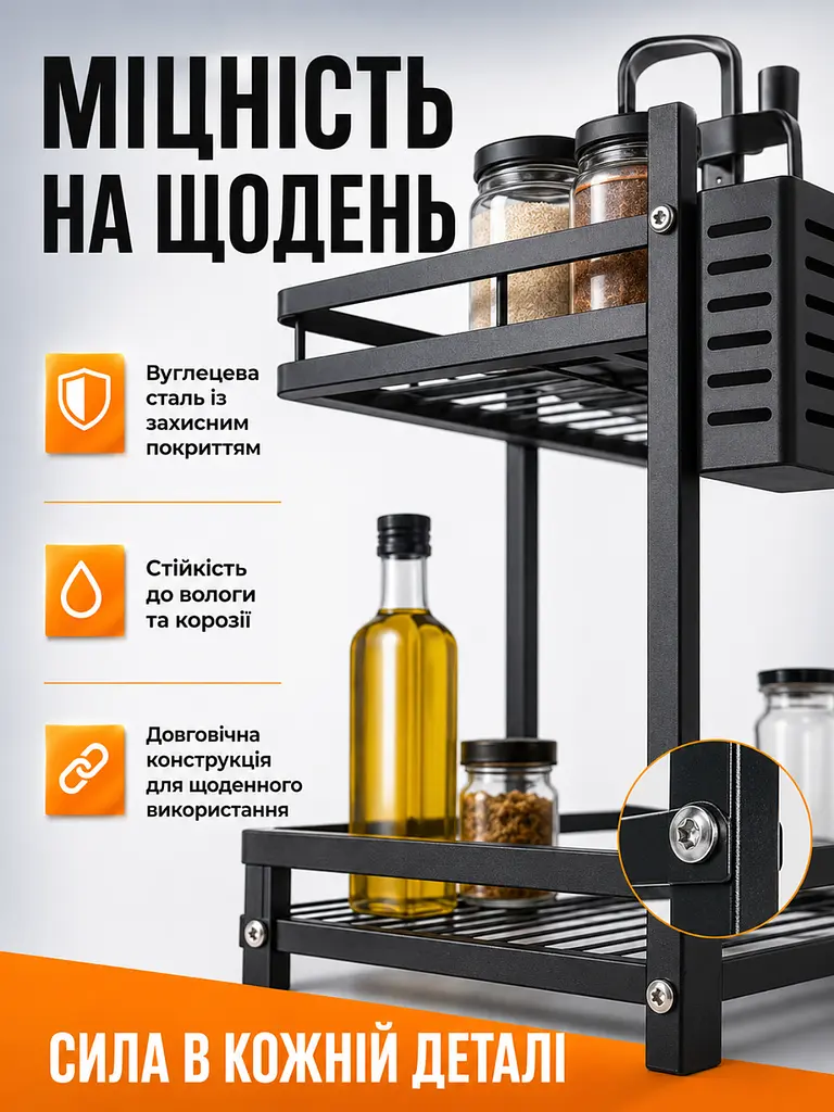 Сушарка для посуду настільна двоярусна з тримачем чорна (26276272) - фото 3