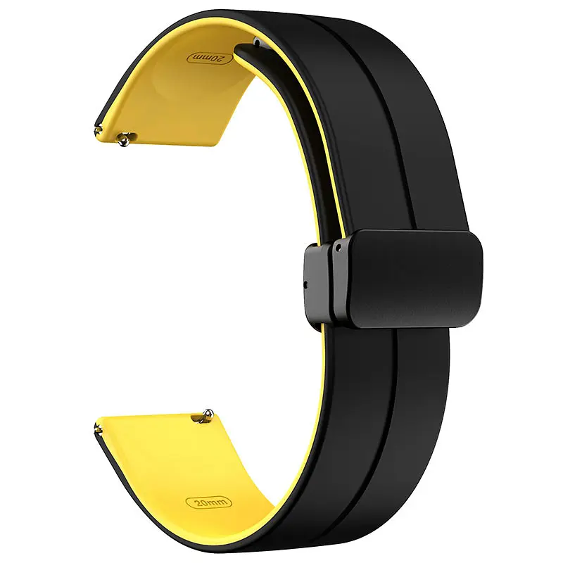 Силіконовий ремінець Classy для Smart Watch 20mm Black / Yellow - фото 2