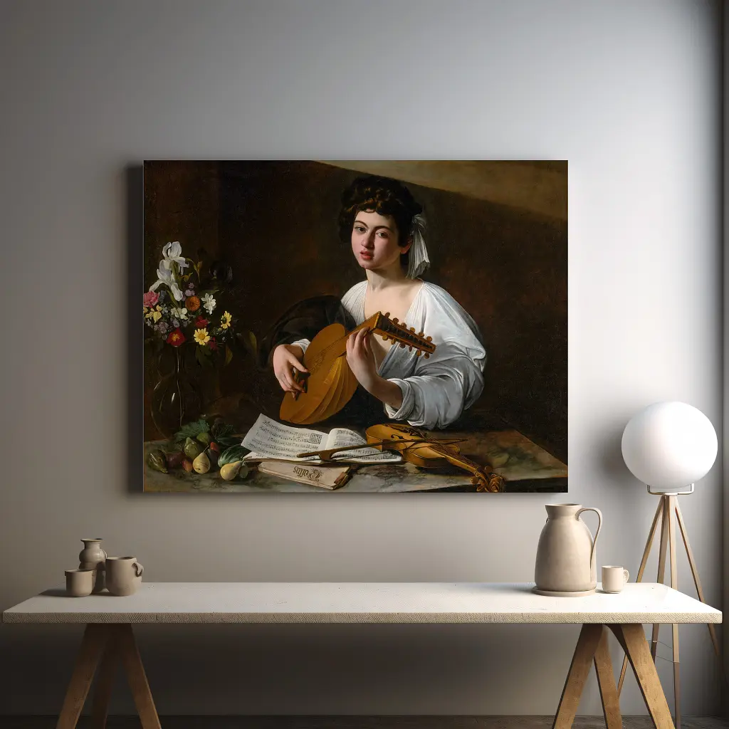 Інтер'єрна картина Лютніст, Караваджо, Caravaggio, інтер'єрний декор, 60×75 см (id7009) - фото 3