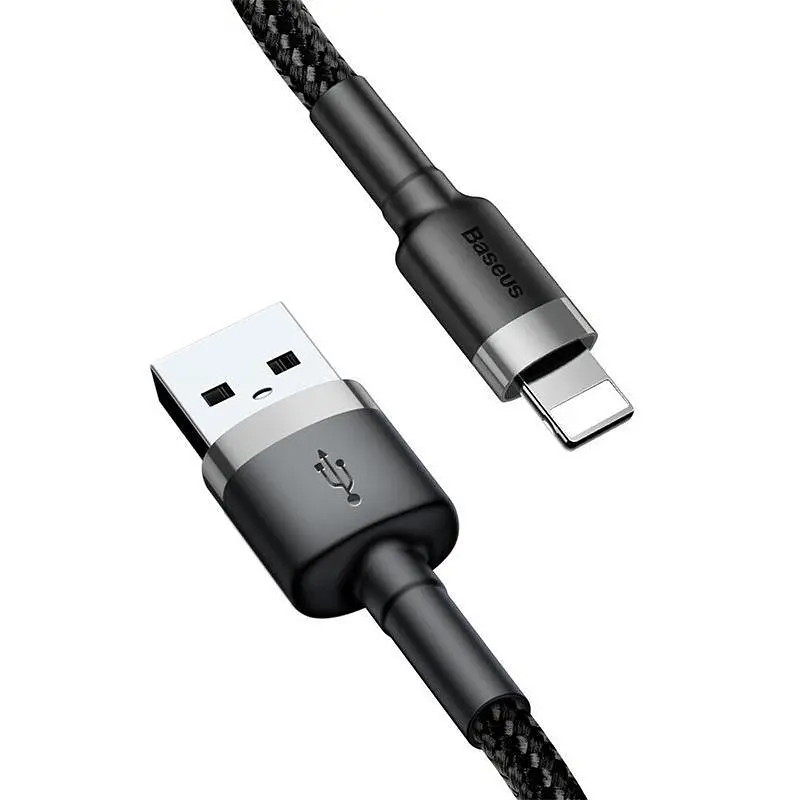 Кабель Baseus Cafule Cable USB to lighting 2.4A 1m CALKLF-BG1 Black-Grey - фото 4