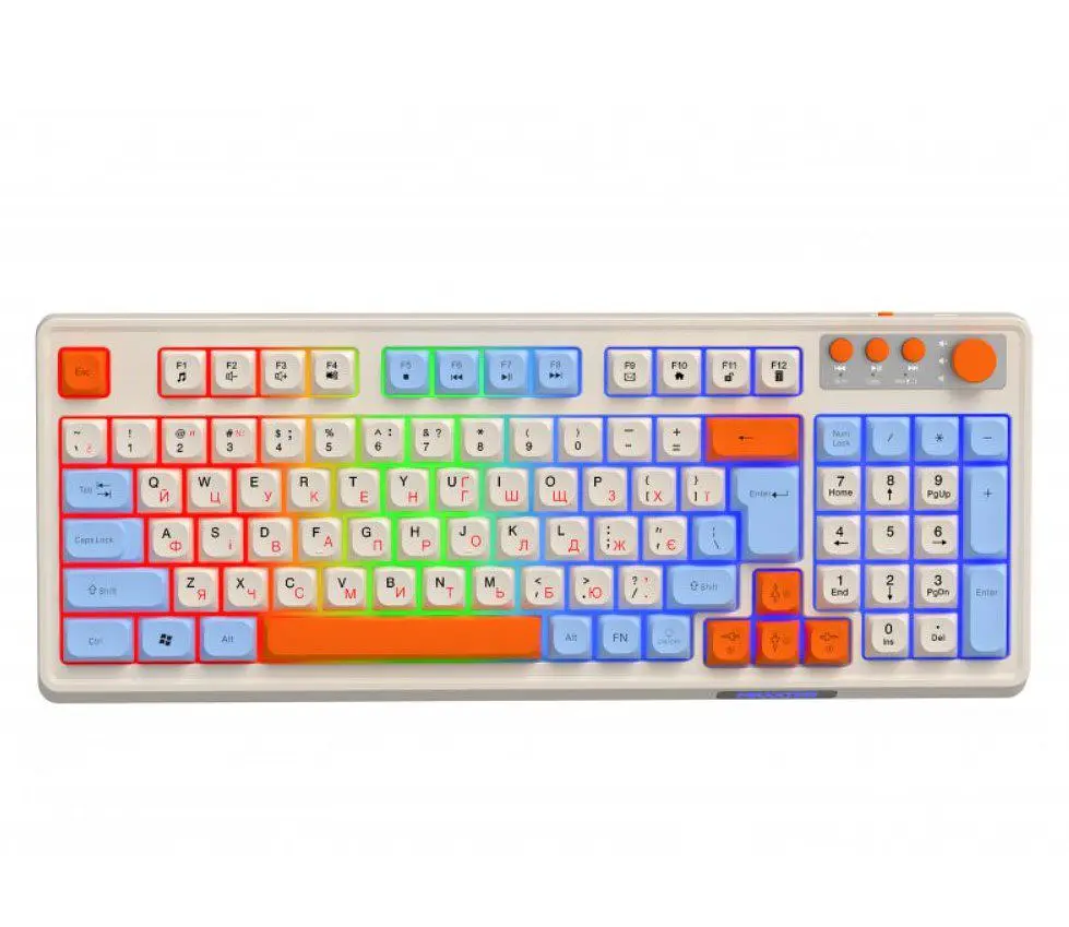 Клавіатура ігрова бездротова Maxxter KBGW3C01 2.4G Wireless White-Blue - фото 2