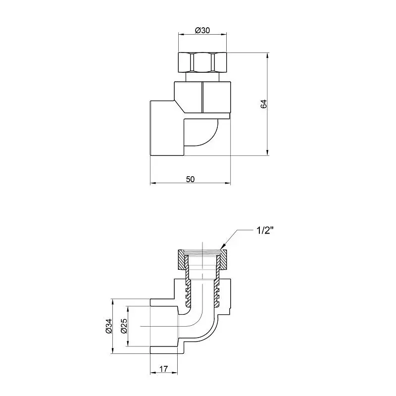 Кутник PPR Thermo Alliance з накидною гайкою 25х3/4" ВР DSE702 - фото 2