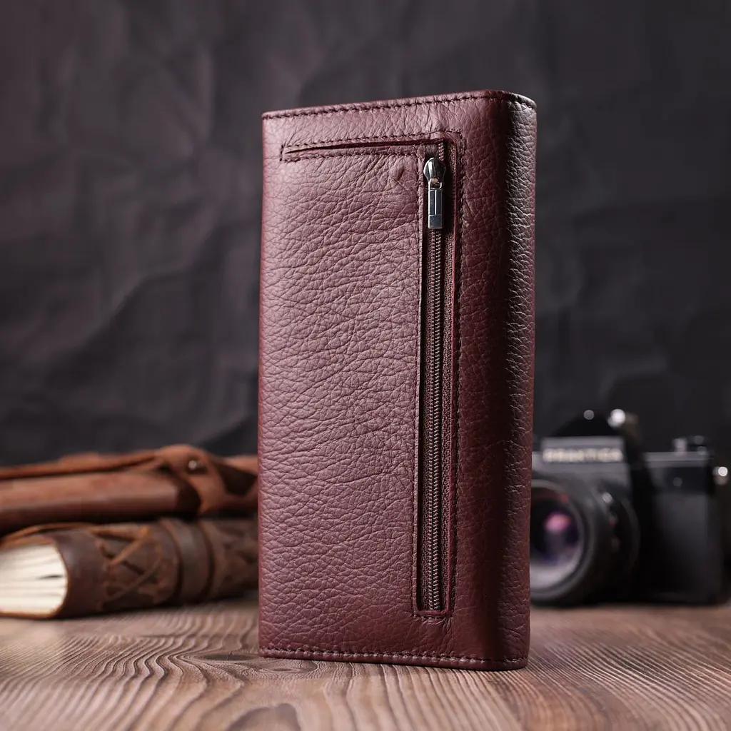 Жіночий гаманець горизонтального формату з натуральної шкіри ST Leather 22515 бордовий - фото 9