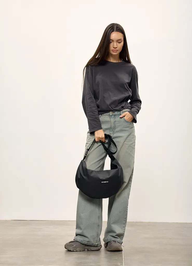 Жіноча сумка Sambag HOBO Bag-glove чорна тканева 50 х 28 х 5 см (53400064) - фото 2