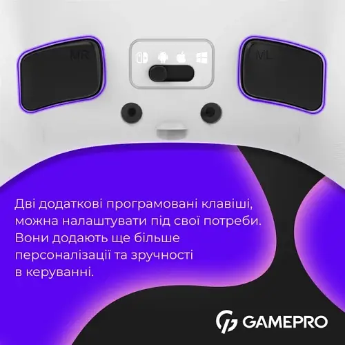 Геймпад GPX13W, White, бездротовий (Bluetooth / USB 2.4GHz / Type-C) для ПК / Switch / Android GamePro teh0028541 - фото 5