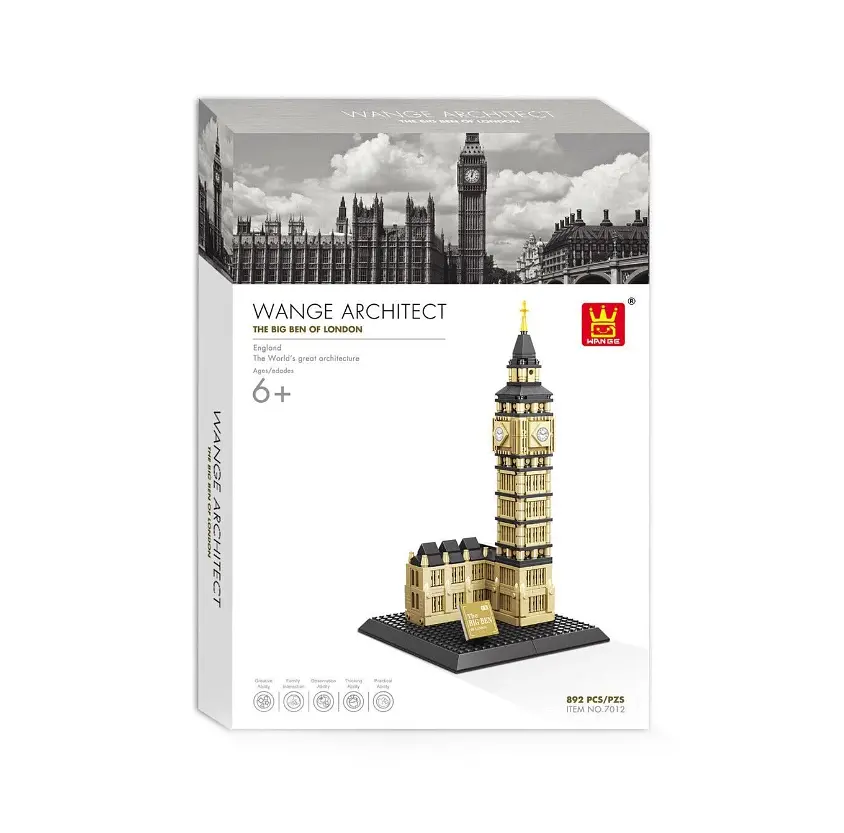 Конструктор Архитектура Wange 3D Биг-Бен Elizabeth Tower 4211 для детей и взрослых 892 деталей - фото 2