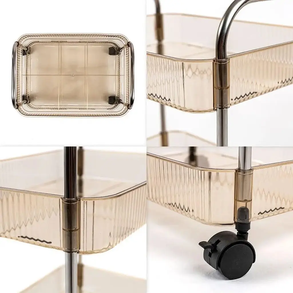 Этажерка Wall Sticker SW-00002110 мобильная двухъярусная универсальная из акрила и металла 40х28.5х45 см бежевая - фото 5