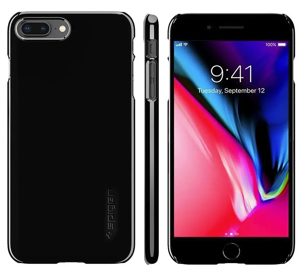 Оригінальний чохол для iPhone 8 Plus/7 Plus Spigen Thin Fit Jet Black 055CS22240 - фото 9