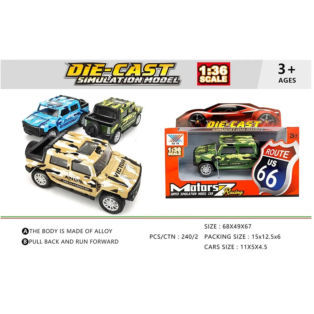 Игрушка DIY Toys Машинка военный внедорожник металлическая инерционная 1:36 в ассортименте (CJ-1479293) - фото 3
