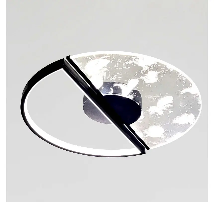 Світлодіодна люстра стельова Artlight 2470/500BK з візерунковим акриловим розсіювачем, 48W - фото 3