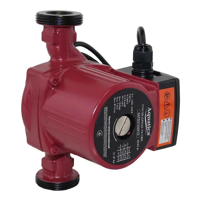 Насос циркуляційний 130Вт Hmax 7м Qmax 87л/хв Ø1½" 180мм+гайки Ø1" AQUATICA (774138) - фото 2