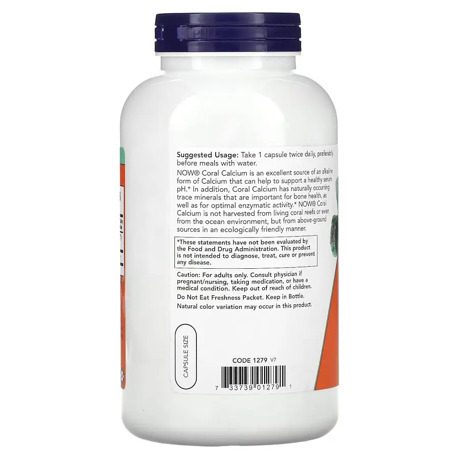 Вітаміни та мінерали NOW Coral Calcium 1000 mg, 250 вегакапсул - фото 3